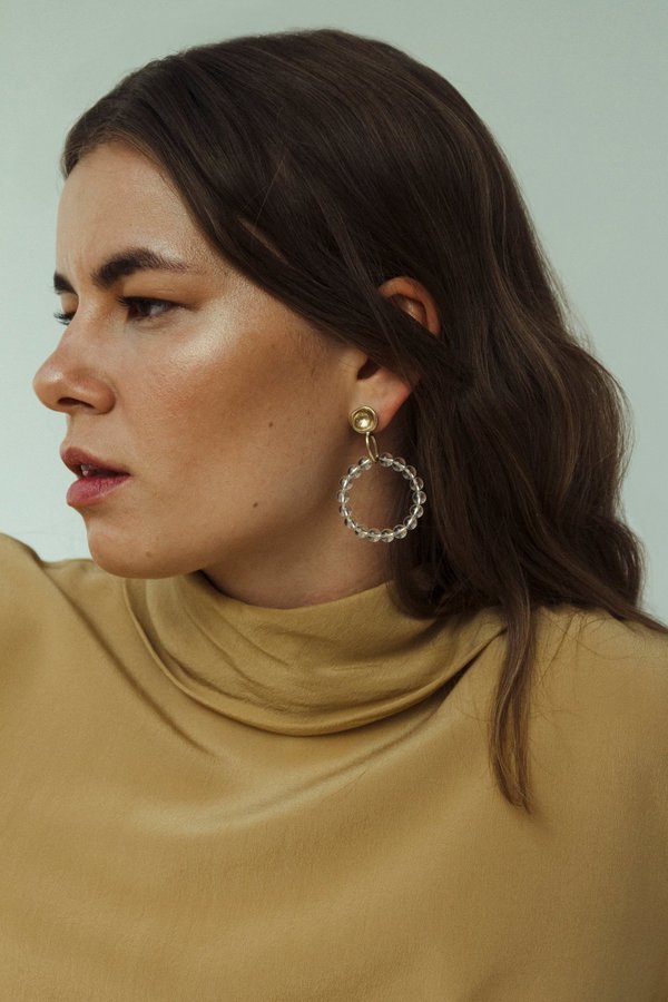 Another Feather Alcyone Quartz Hoops - bronze Another Feather Alcyone Quartz Hoops - bronze