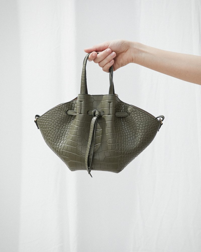 Nanushka MINI LYNNE Convertible bag with drawsting - Khaki