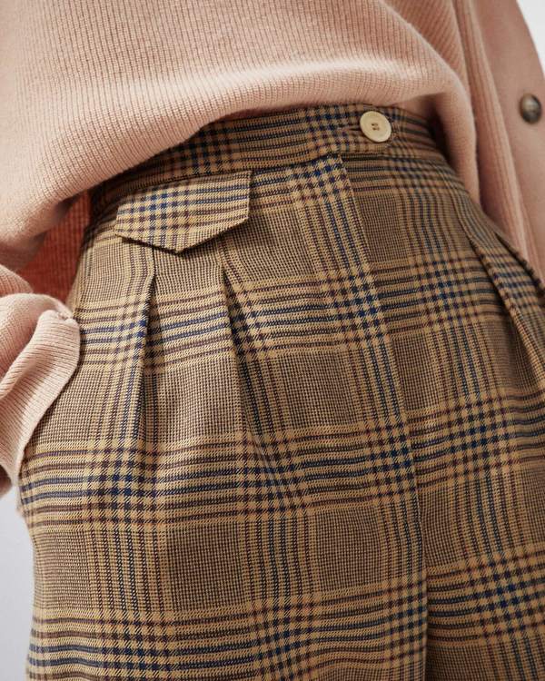 Nanushka MITSU Pleat front cigarette pants - Check
