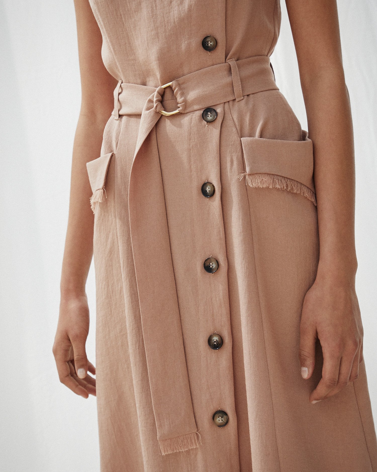 Nanushka MOUN Western strap dress with belt Nut Garmentory