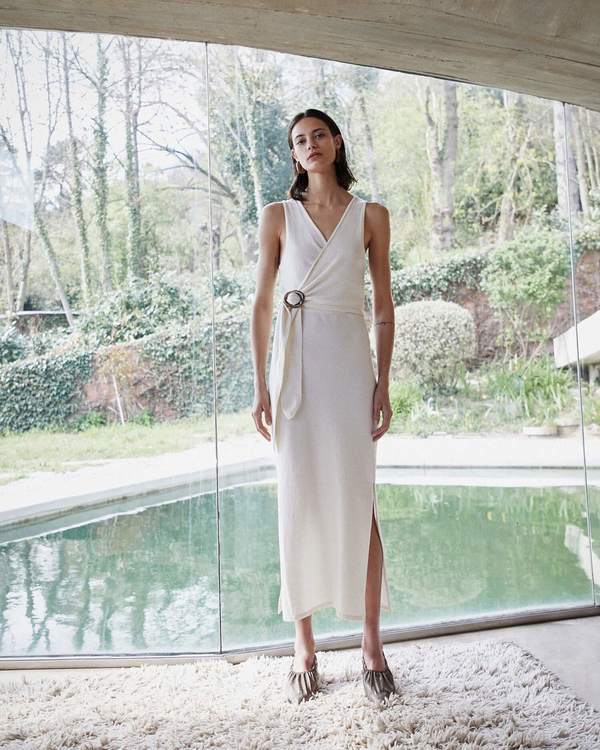 white knit wrap dress Knit wrap dress – Demica Dair main image 0
