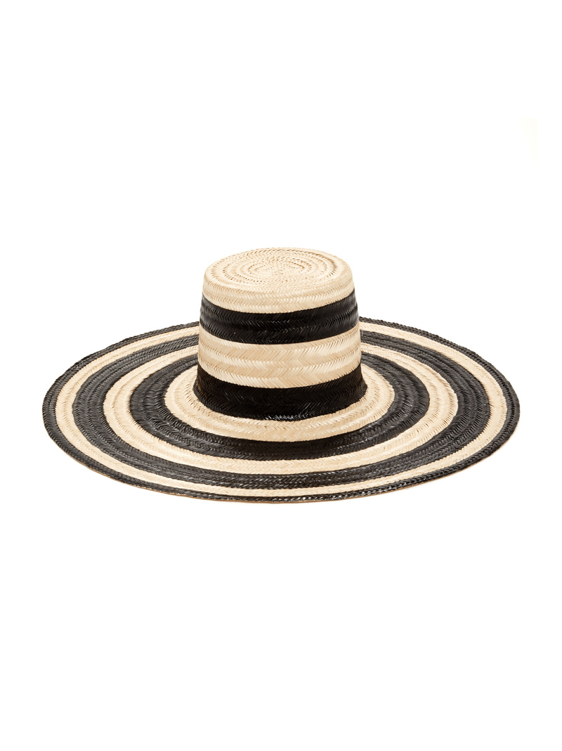Janessa Leone Eloise Boater Hat - Natural/Black Stripes  display picture 3