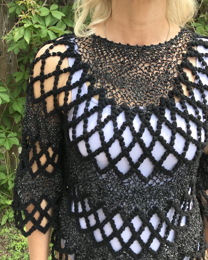 MARION Vintage CROCHET LACE TOP ブラック MARION Vintage CROCHET LACE TOP ブラック MARION Vintage