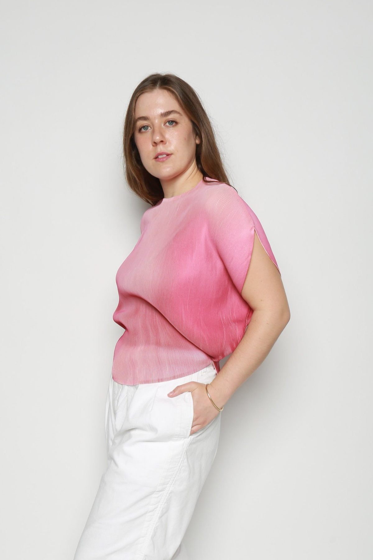 Issey Miyake Aurora Mist Pleated Top - Pink Ombre | Garmentory