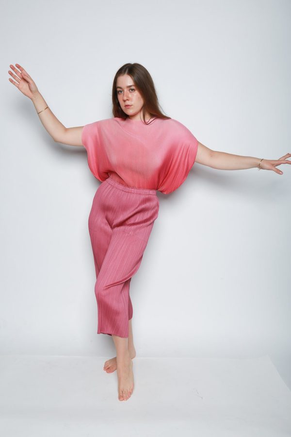 Issey Miyake Aurora Mist Pleated Top - Pink Ombre | Garmentory
