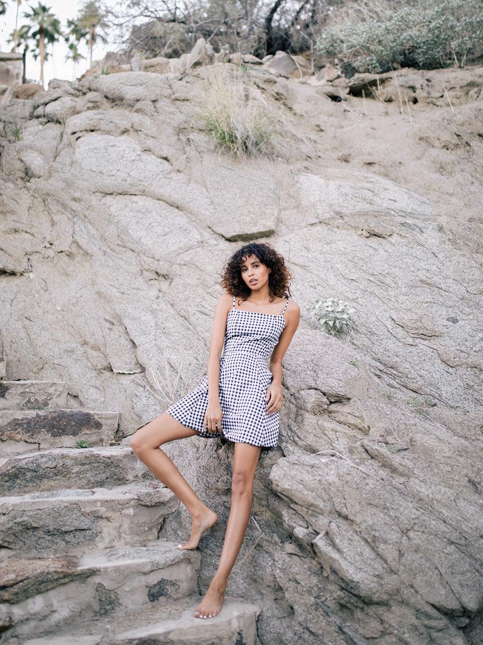 DAZE DAYZ Gingham Check Mini Dress - Black/White | Garmentory