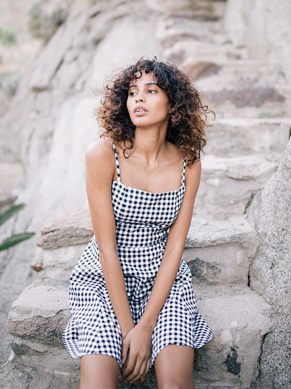 DAZE DAYZ Gingham Check Mini Dress - Black/White