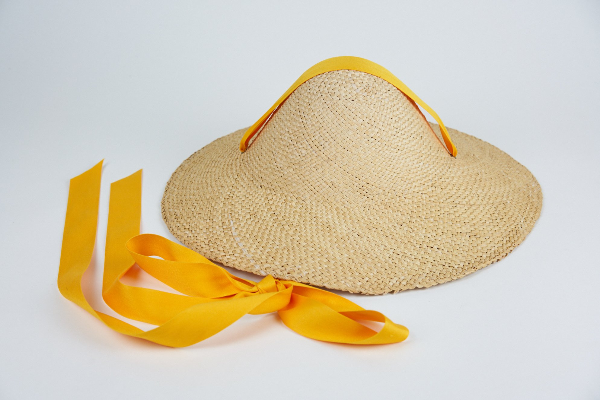 Clyde Adriatic Hat with Black Ribbon Italian Straw Boater Hat: Wheat Braid, Black Ribbon Ties  main image 3