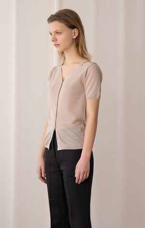 AMONG SEOUL Slit Knit Cardigan - Beige AMONG SEOUL Slit Knit Cardigan - Beige