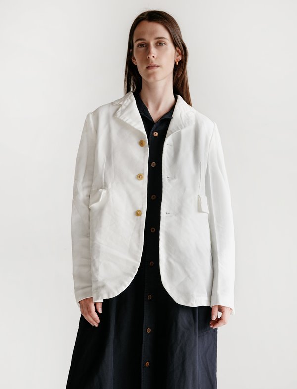 Comme des Garçons Shrunken Twill Workwear Jacket - White Comme des Garçons Shrunken Twill Workwear Jacket - White