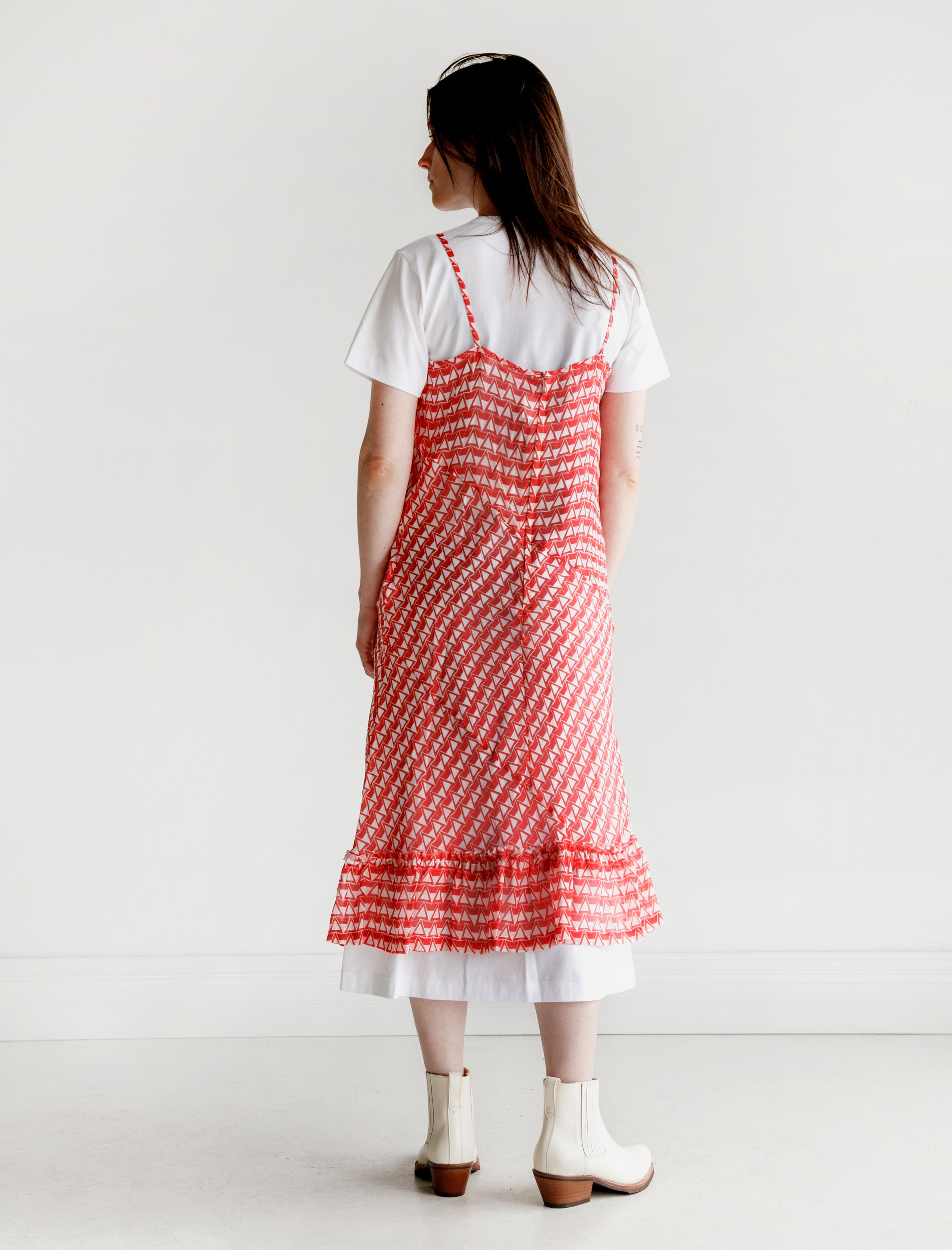 Comme des Garçons Slip and TShirt Dress Red/White Garmentory