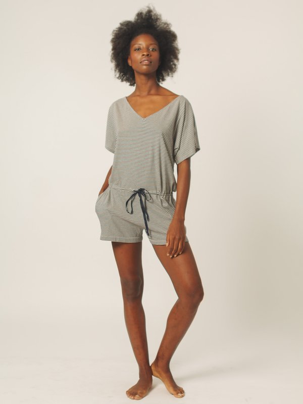 Calder Blake Marta Romper - Natural/Navy Stripe Calder Blake Marta Romper - Natural/Navy Stripe
