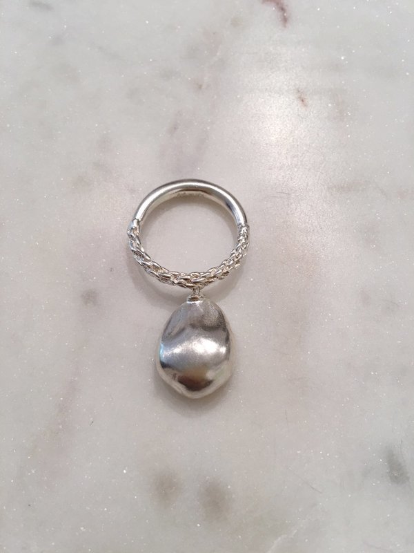 Mirit Weinstock Braid With Pearl Ring - Silver Mirit Weinstock Braid With Pearl Ring - Silver