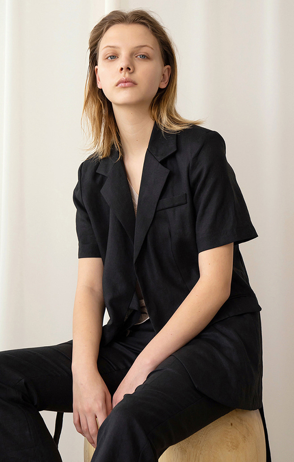 AMONG SEOUL A Linen Strap Jacket - BLACK AMONG SEOUL A Linen Strap Jacket - BLACK