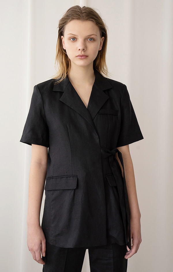 AMONG SEOUL A Linen Strap Jacket - BLACK AMONG SEOUL A Linen Strap Jacket - BLACK