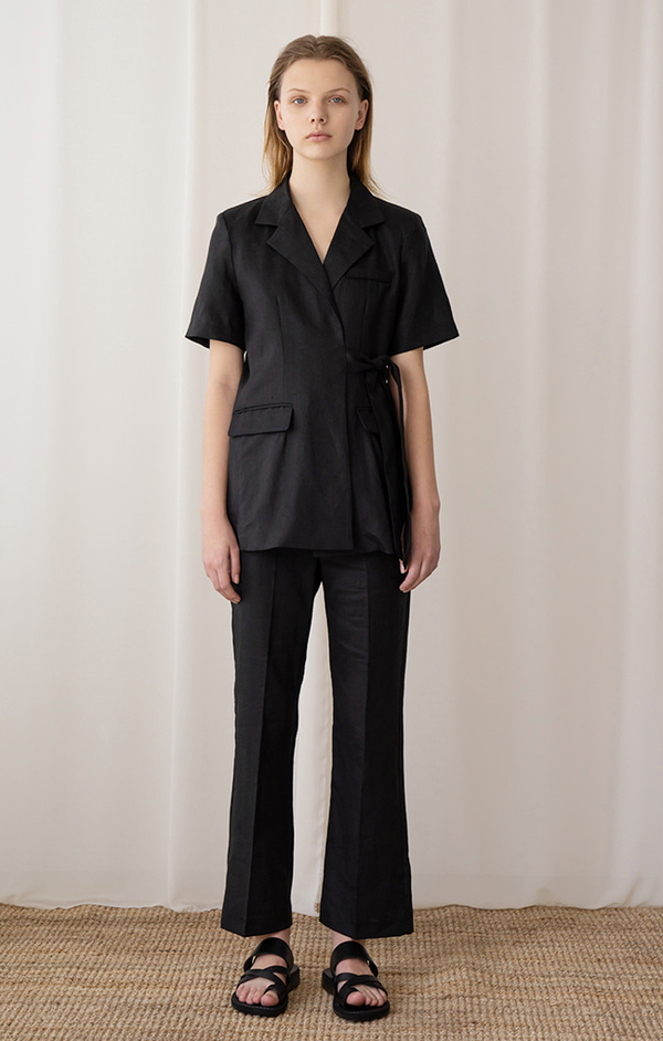 AMONG SEOUL A Linen Strap Jacket - BLACK AMONG SEOUL A Linen Strap Jacket - BLACK