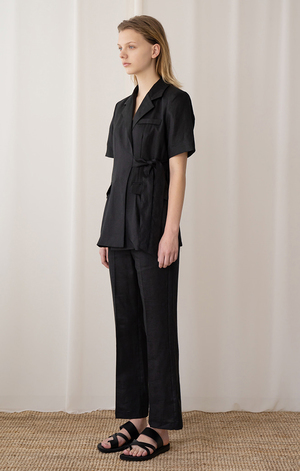AMONG SEOUL A Linen Strap Jacket - BLACK AMONG SEOUL A Linen Strap Jacket - BLACK