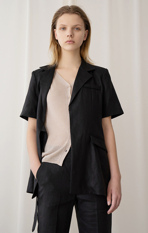 AMONG SEOUL A Linen Strap Jacket - BLACK AMONG SEOUL A Linen Strap Jacket - BLACK