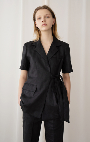 AMONG SEOUL A Linen Strap Jacket - BLACK AMONG SEOUL A Linen Strap Jacket - BLACK