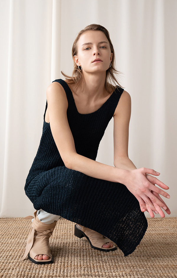 AMONG SEOUL A Tape Knit Dress - Navy AMONG SEOUL A Tape Knit Dress - Navy