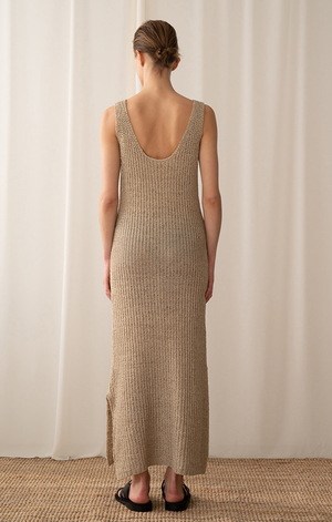 AMONG SEOUL A Tape Knit Dress - BEIGE AMONG SEOUL A Tape Knit Dress - BEIGE