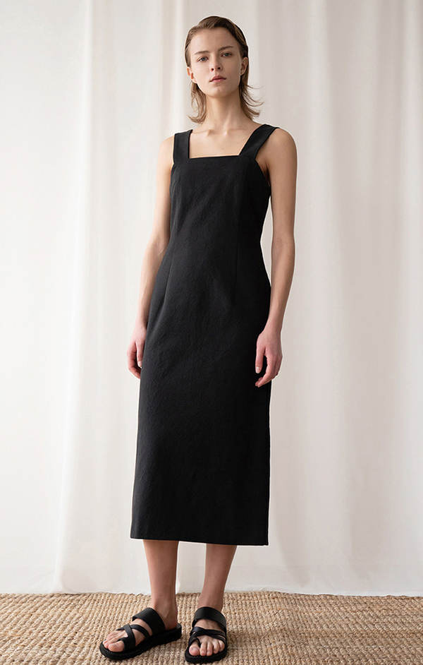 AMONG SEOUL COTTON Sleeveless DRESS - BLACK AMONG SEOUL COTTON Sleeveless DRESS - BLACK