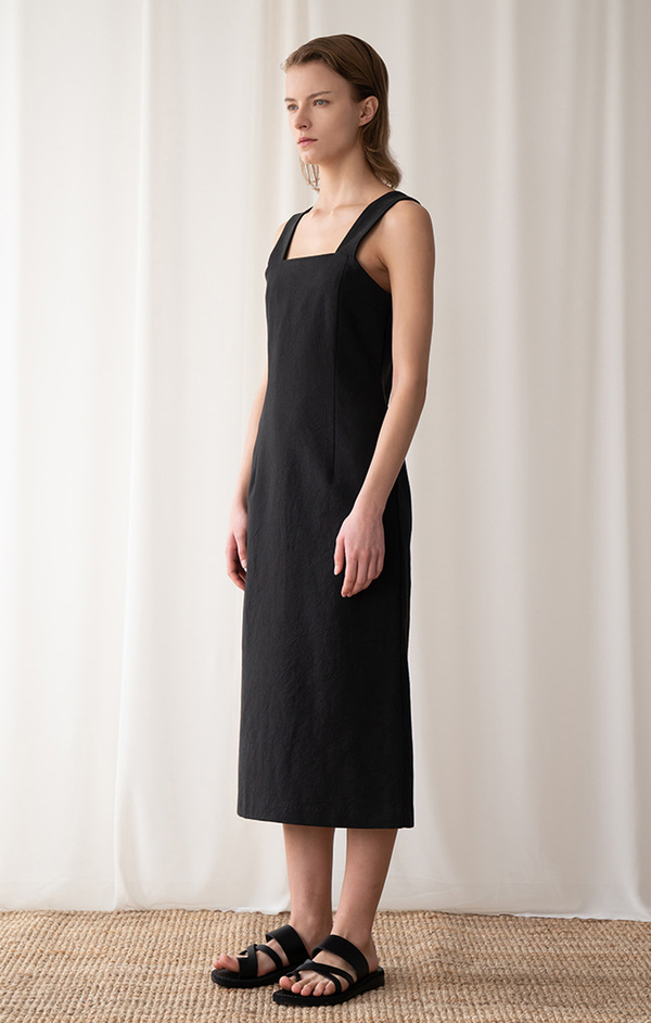 AMONG SEOUL COTTON Sleeveless DRESS - BLACK AMONG SEOUL COTTON Sleeveless DRESS - BLACK