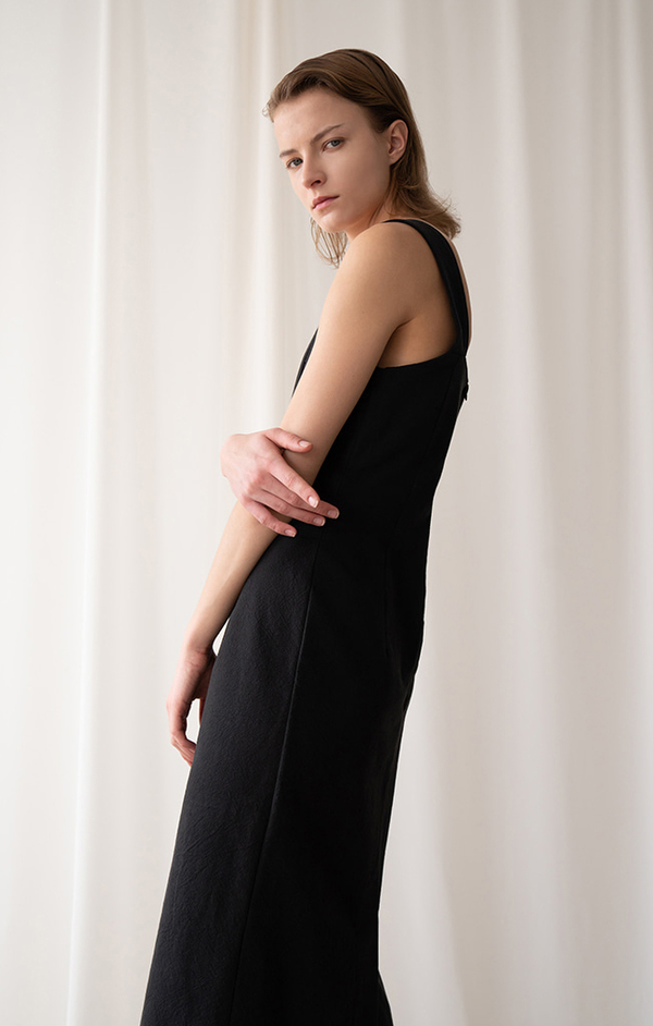AMONG SEOUL COTTON Sleeveless DRESS - BLACK AMONG SEOUL COTTON Sleeveless DRESS - BLACK