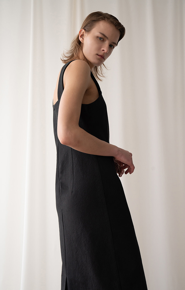 AMONG SEOUL COTTON Sleeveless DRESS - BLACK AMONG SEOUL COTTON Sleeveless DRESS - BLACK