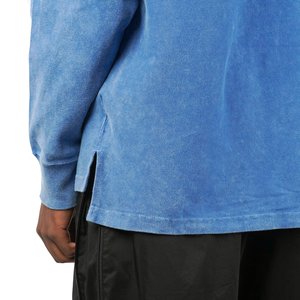 Cav Empt BLEACHED RIB LONG SLEEVE POLO SHIRT - BLUE | Garmentory