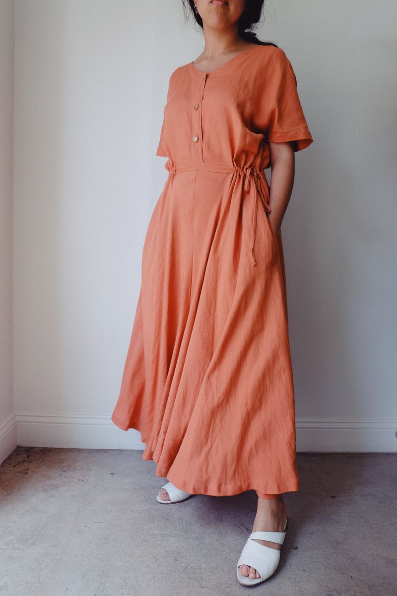 chinese dress ladies Long Sleeve Wrap Linen Dress - Heavy Linen Maxi Dress - Beige Linen Maxi Dress - Fall Linen Dress - Plus Size Linen Dress