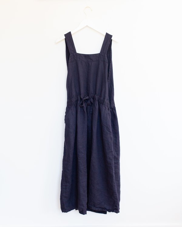 ICHI ANTIQUITES Linen Apron Dress - Navy | Garmentory