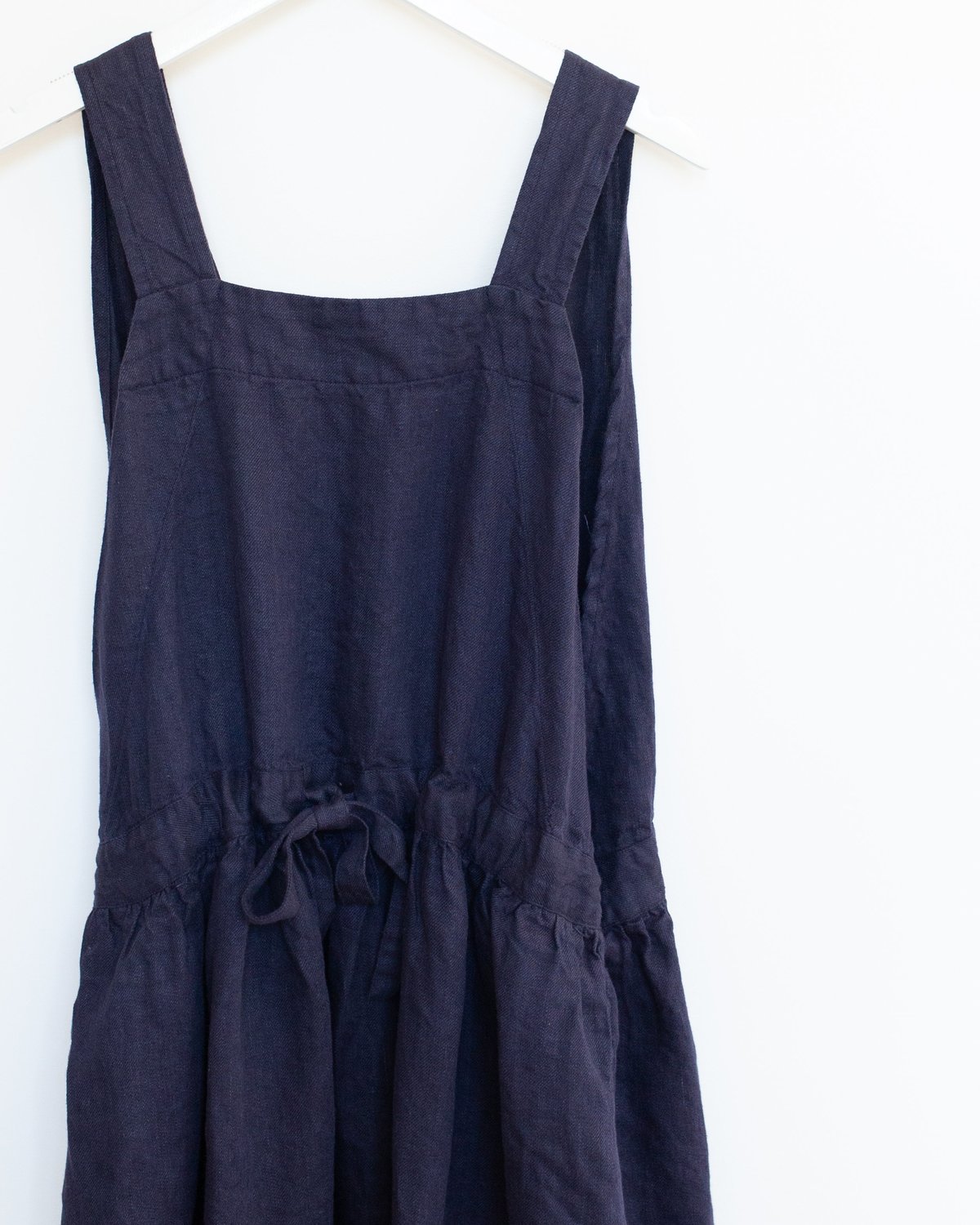 ICHI ANTIQUITES Linen Apron Dress - Navy | Garmentory