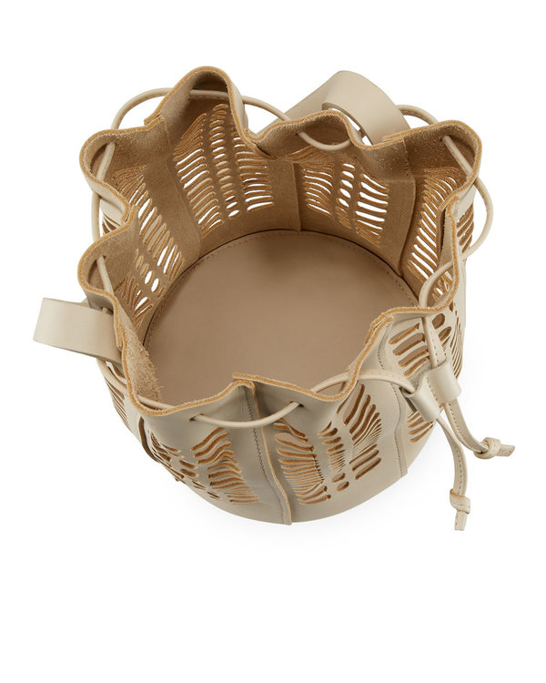 MODERN WEAVING　MINI JUTE DIE CUT BUCKET Modern Weaving Jute Die Cut Bucket Bag - Black | Garmentory