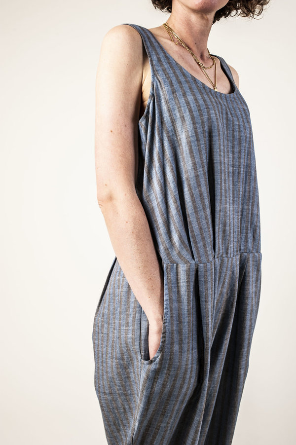 F O L D Jumpsuit - Navy Stripe F O L D Jumpsuit - Navy Stripe