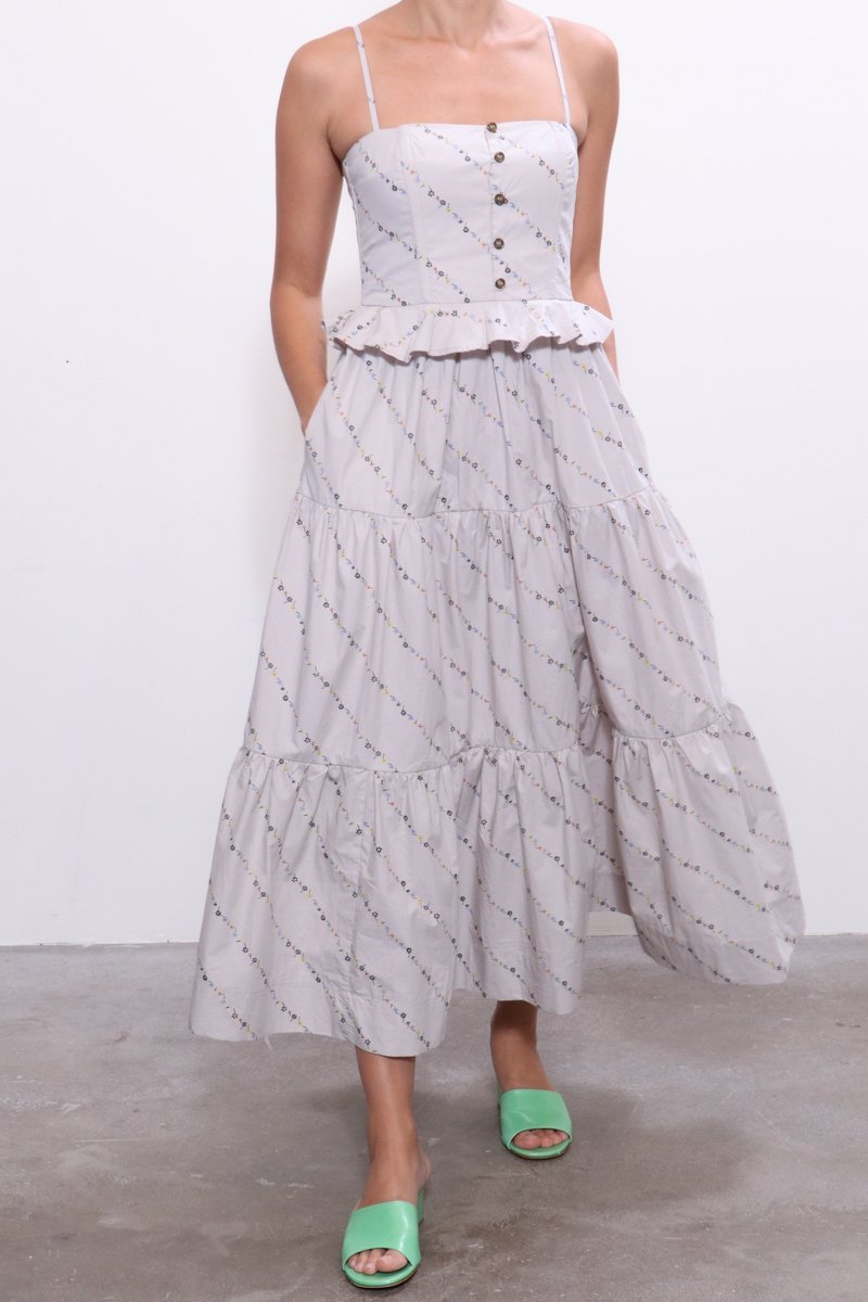 【セール】国内入荷♪Ganni Printed Cotton Poplin Dress Ganni Printed Cotton Poplin Dress - Vapor Blue | Garmentory