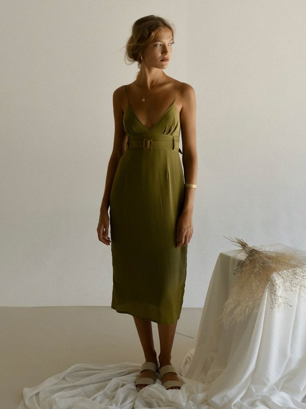 Yoli & Otis Veren Dress - Martini Olive | Garmentory