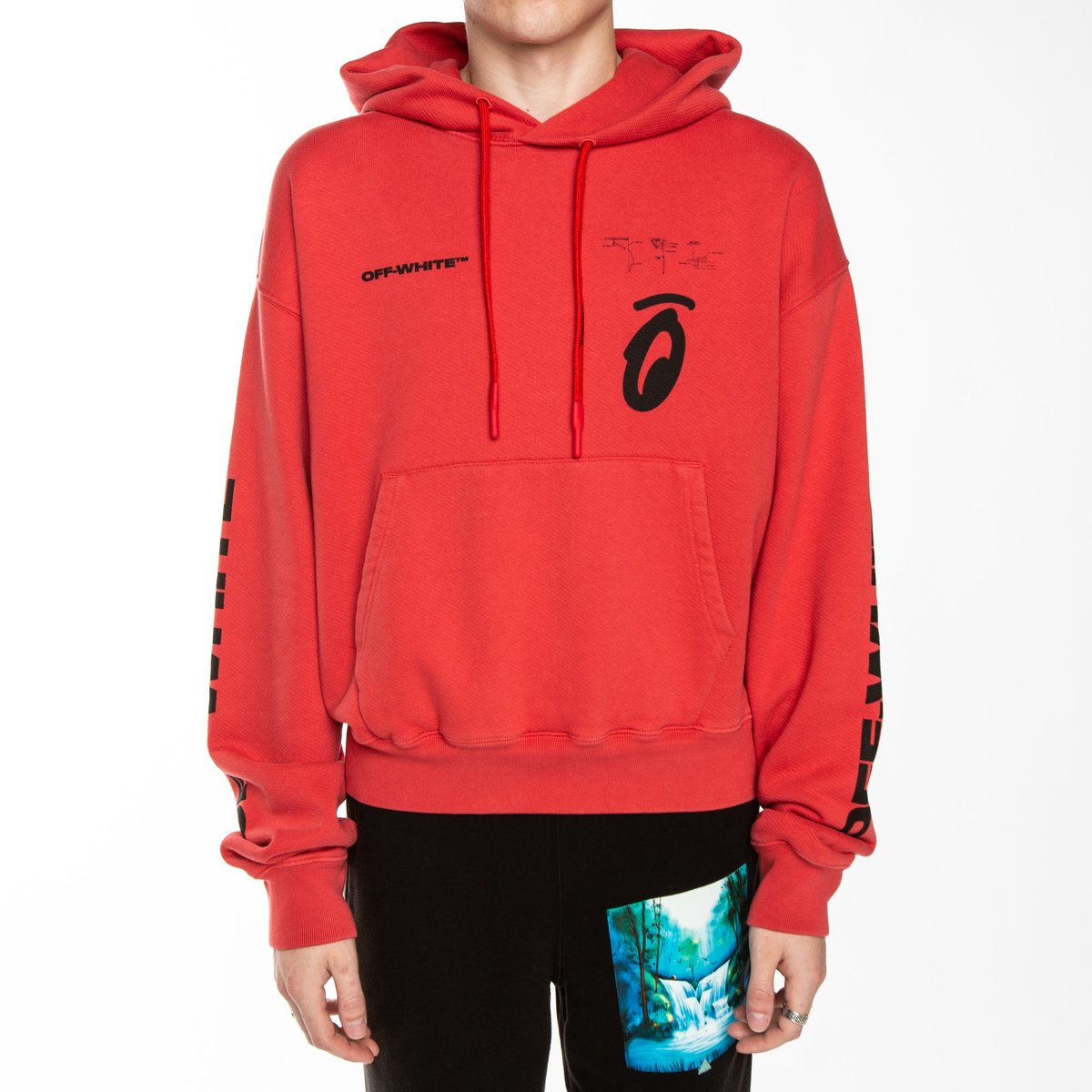 Off-White Splitted Arrows Oversized Hoodie RED/BLACK Garmentory