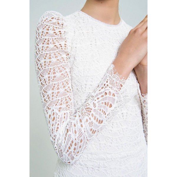 REBECCA VALLANCE Mae Lace Mini Dress - Ivory | Garmentory