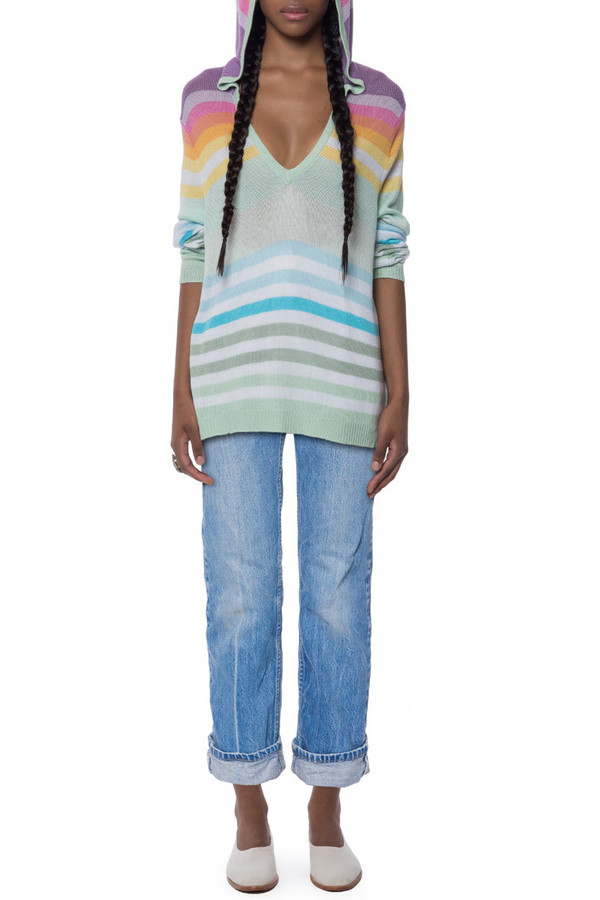 Mara Hoffman Rainbow Knit Pullover Hoodie | Garmentory