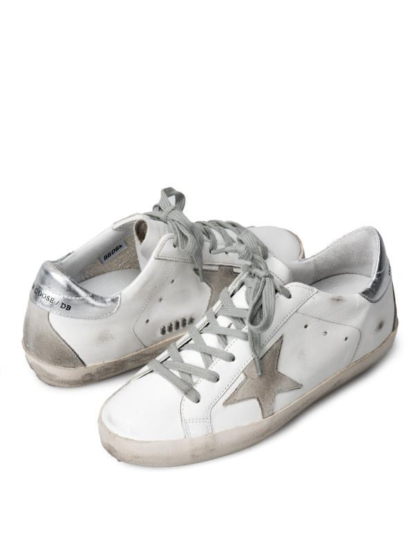 ★Golden ★Superstar Lettering Effect Sneakers★ Silver Women's Super-Star with silver sparkle foxing and metal stud