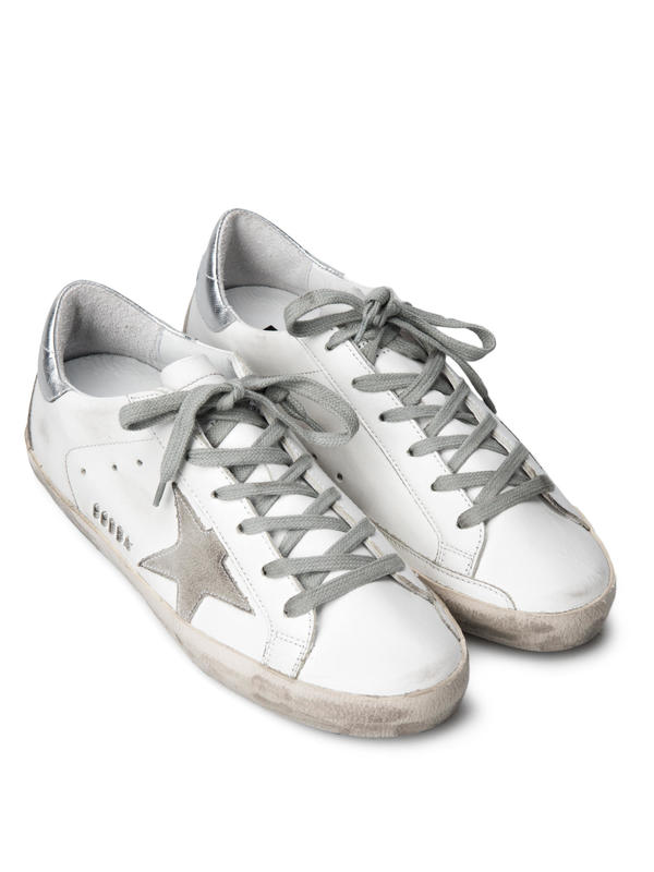 ★Golden Goose★Superstar Lettering Effect Sneakers★ Silver Golden Goose Women's Super-Star Trainers with Silver Sparkle