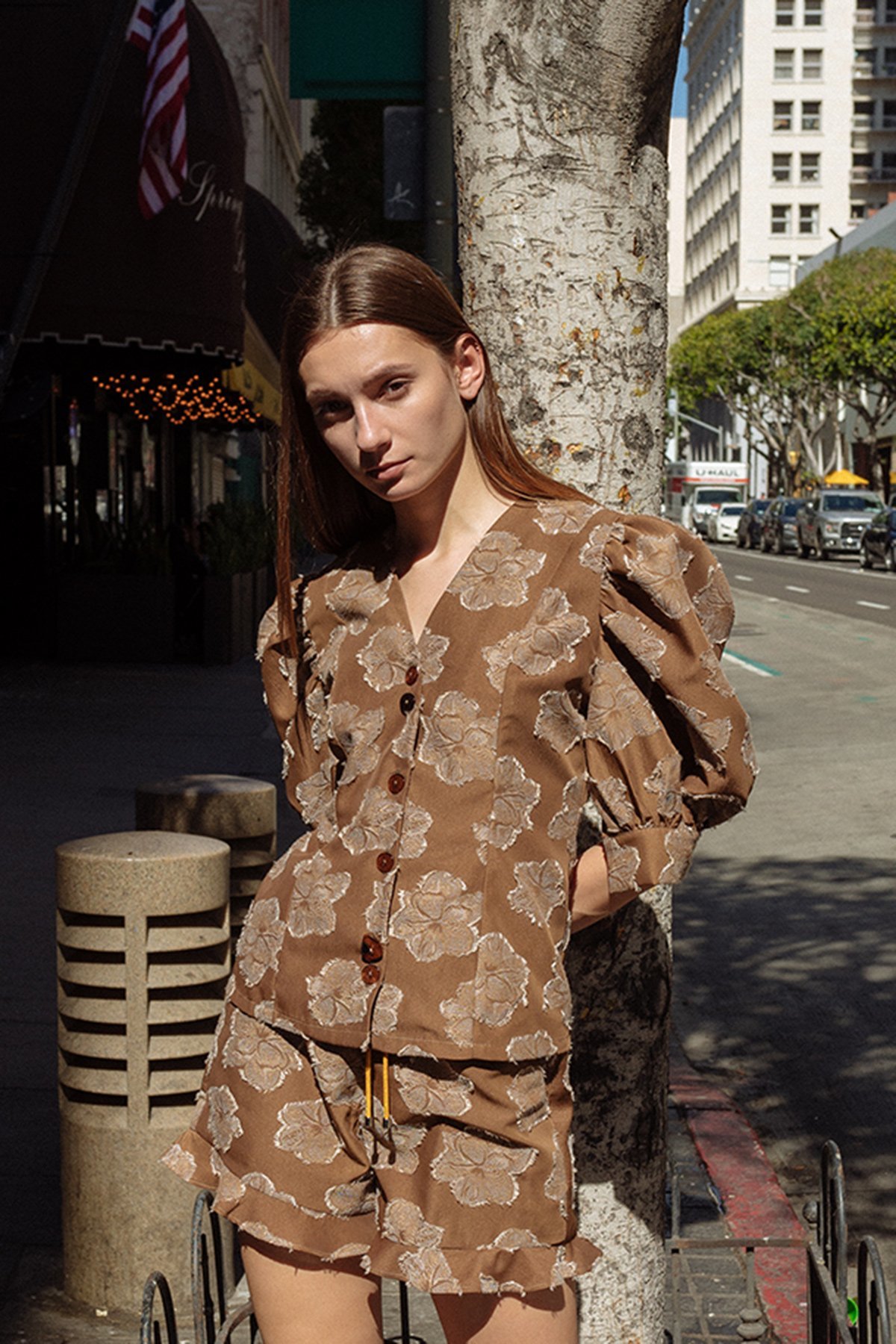 KkCo Puff Sleeve Blouse - Natural Floral - Image 1 of 5