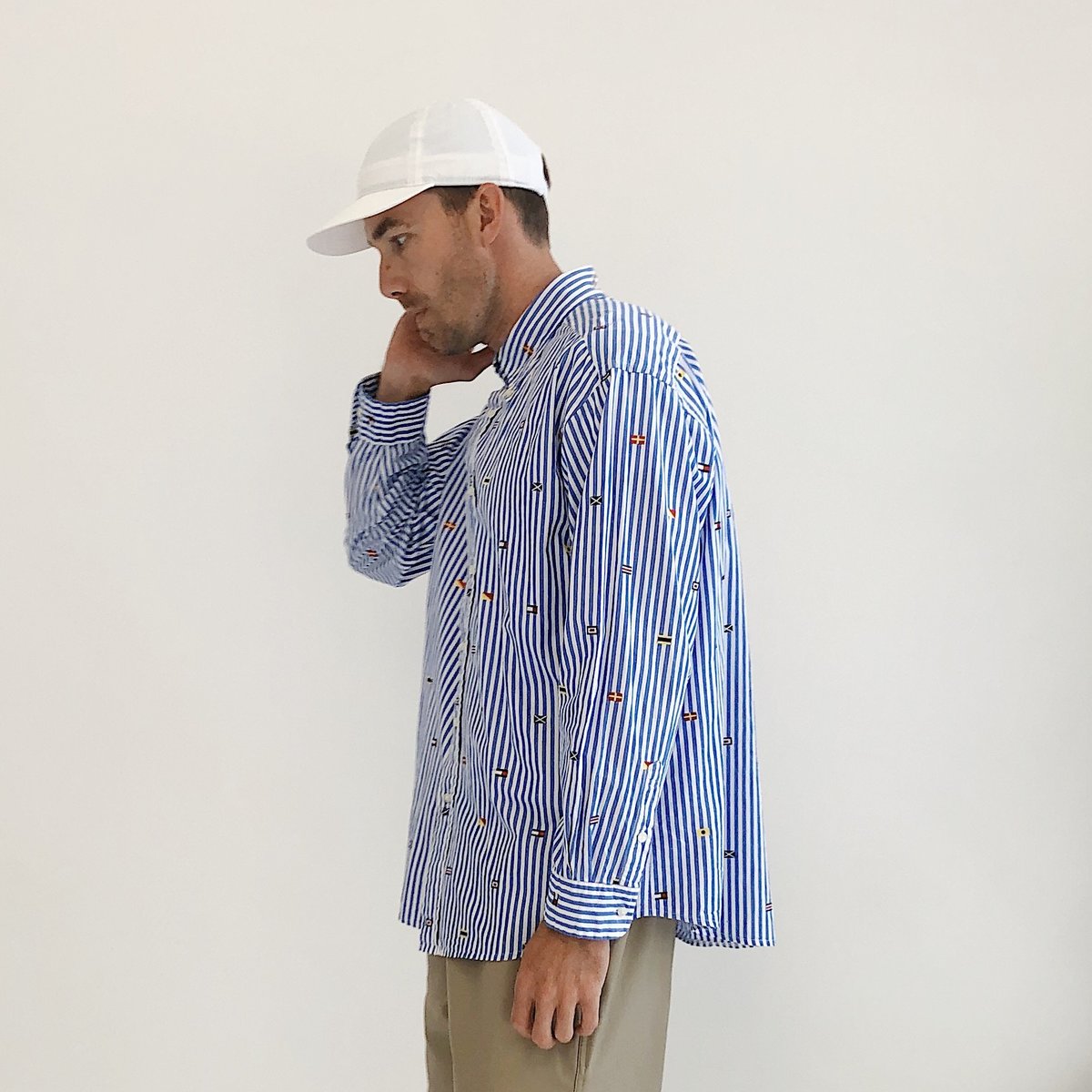 Vintage Johan Nautical Button Down Shirt Blue/White Striped Garmentory