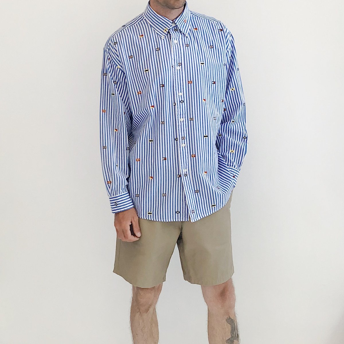 Vintage Johan Nautical Button Down Shirt Blue/White Striped Garmentory