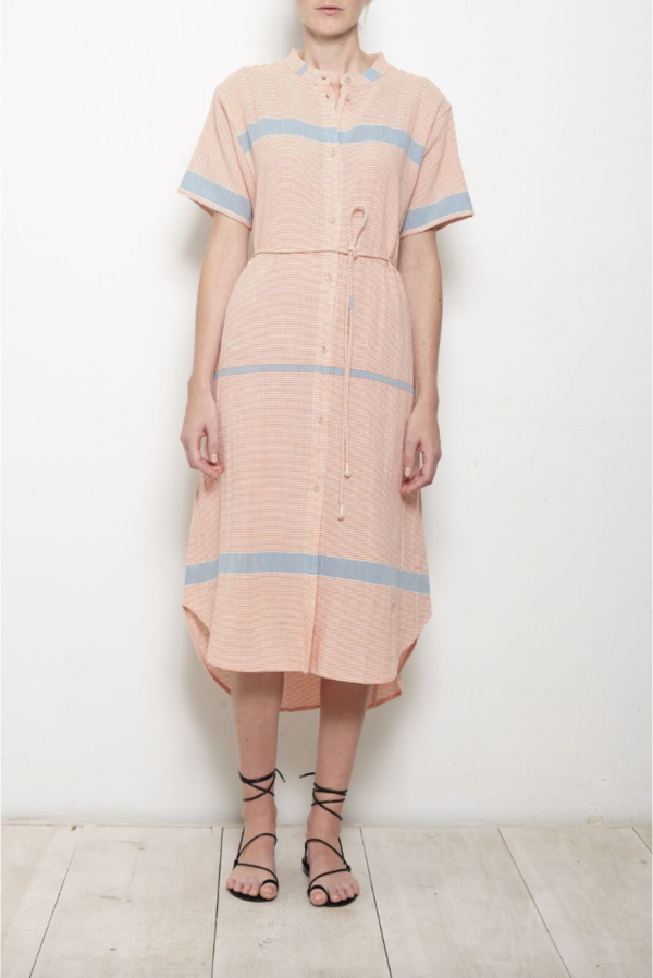 Apiece Apart Martine Shirt Dress - Cote Stripe Red | Garmentory