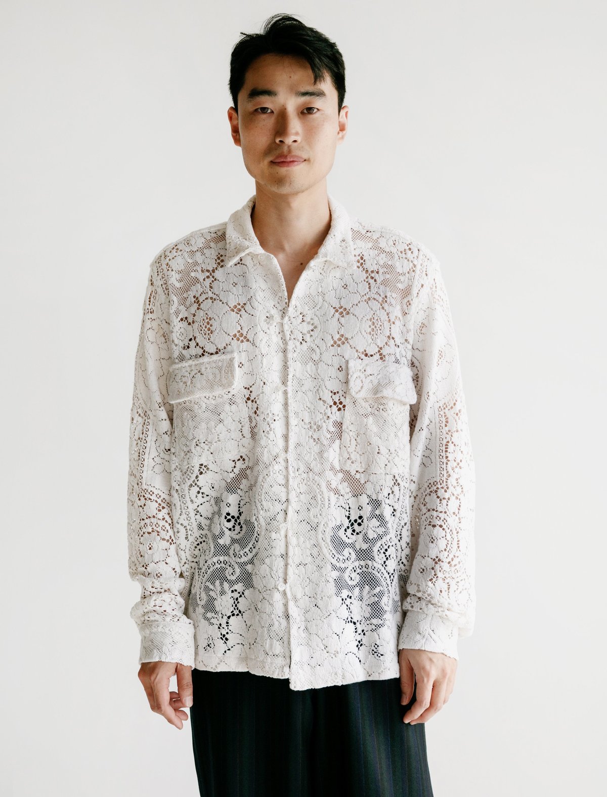 Bode Quaker Lace Havana Shirt - Ecru | Garmentory Bode Quaker Lace Havana Shirt - Ecru | Garmentory