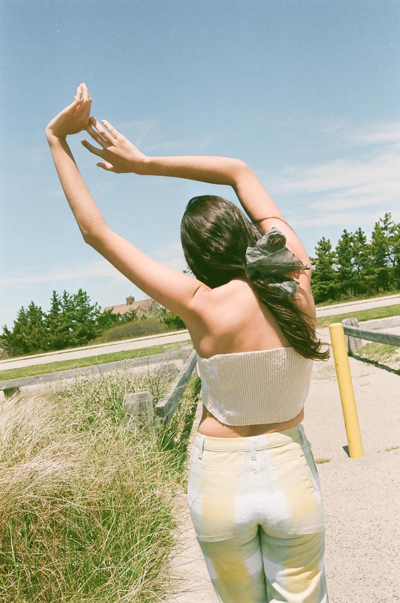 pale yellow tube top