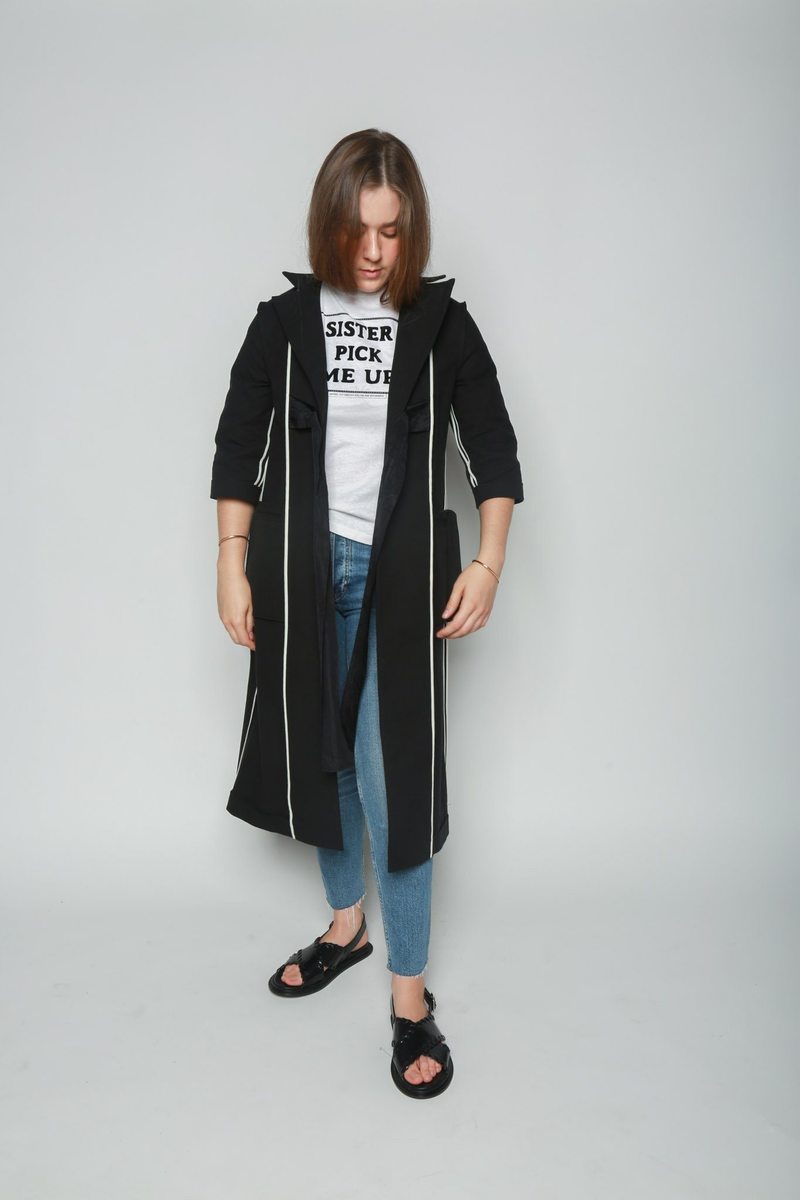 Sara Lanzi Short Sleeve Coat - Black