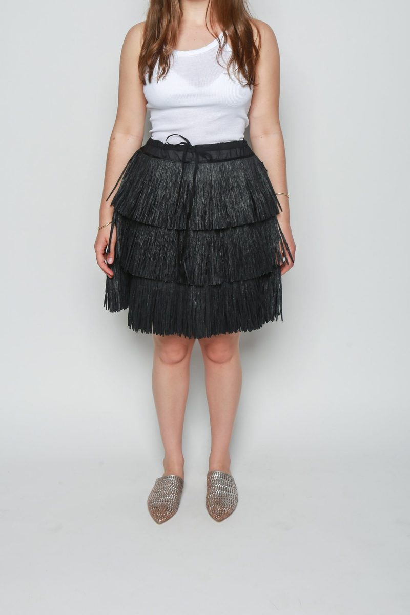Sara Lanzi Short Raffia Skirt - Black | Garmentory